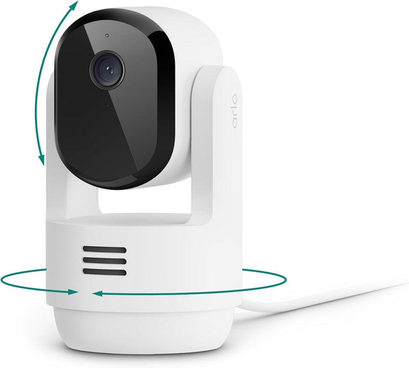 ARLO Essential Indoor Pan Tilt Security Camera 2K (2025 Release) - Wired Plug-in Power, Person Recognition, Animal Detection, Animated Preview, 1-Month Secure Plan, Auto Motion Tracking, 1 Cam, White - Image 1